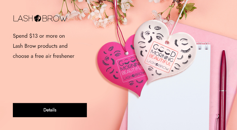 Spend $13 or more on Lash Brow products and choose a free air freshener 