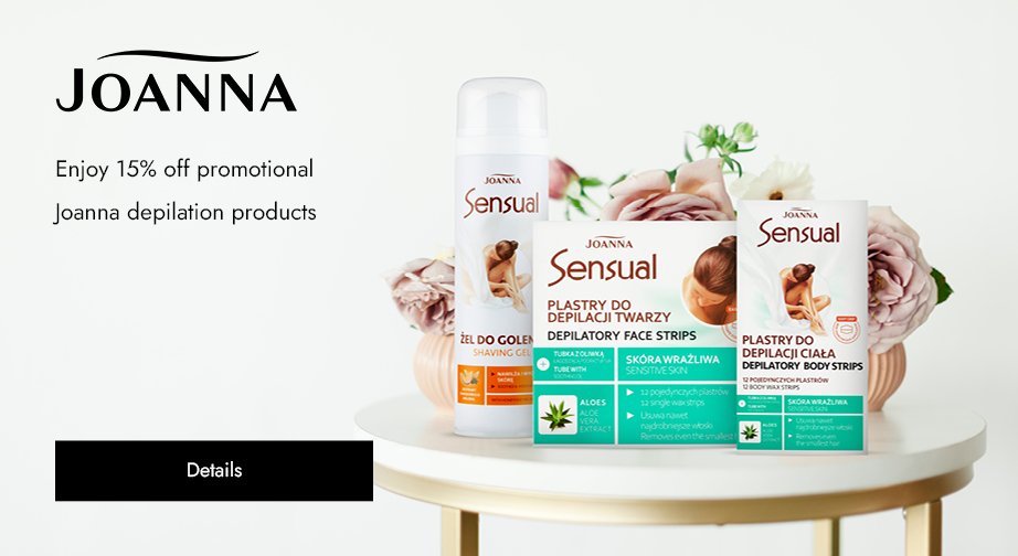 Enjoy 15% off promotional Joanna depilation products. Prices on the website already include the discount.
