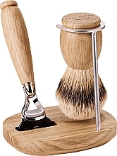 Acca Kappa Shaving Set In Varnished Oak Wood And Chrome Plated Metal Set (razor/1pc + brush/1pc + stand/1pc)