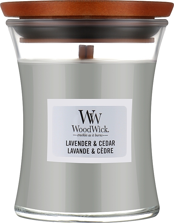 Scented Candle in Glass - WoodWick Lavender and Cedar Candle