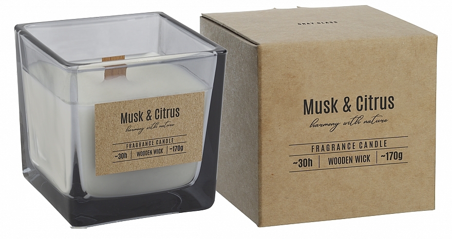 Musk & Citrus Scented Candle with Wooden Wick - Bispol Fragrance Candle Musk & Citrus