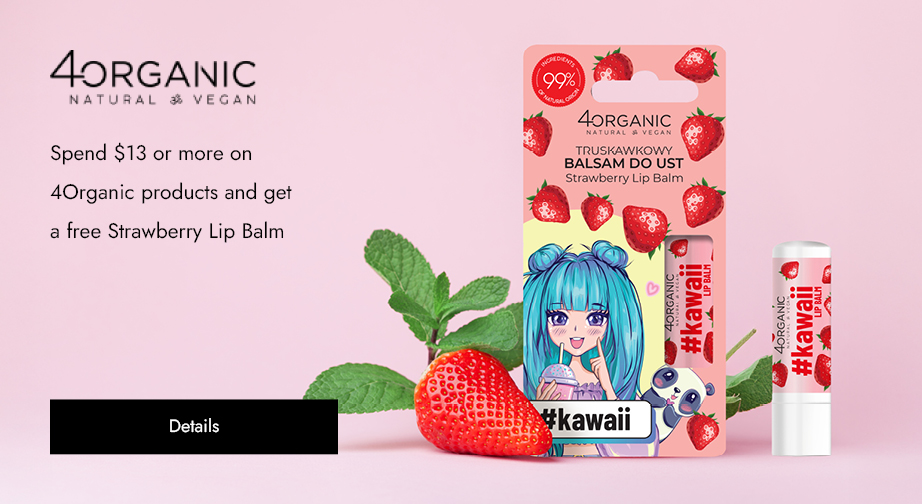 Spend $13 or more on 4Organic products and get a free Strawberry Lip Balm