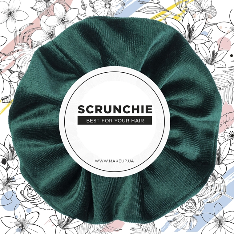 Velour Classic Hair Scrunchie, Emerald - MakeUp