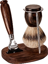 Acca Kappa Shaving Set In Ebony Wood And Chrome Plated Metal Set (razor/1pc + brush/1pc + stand/1pc)
