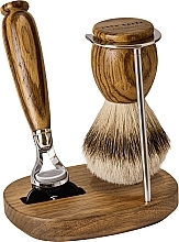 Acca Kappa Shaving Set In Zebra Wood And Chrome Plated Metal Set (razor/1pc + brush/1pc + stand/1pc)